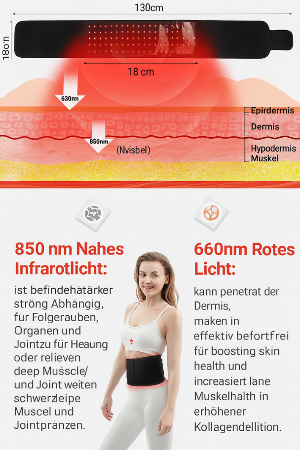 CoreVive™ Rotes Licht Therapie Gürtel — Sanft, Straff und Unterstützt Ihre Körpermitte auf Natürliche Weise